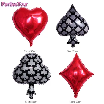 Sclipici Poker Baloane Inimi Cluburi, Diamante, Pică zarurile Ballon Pentru Casino Temă Petrecere de Aniversare Decoratiuni cu Baloane Găină 