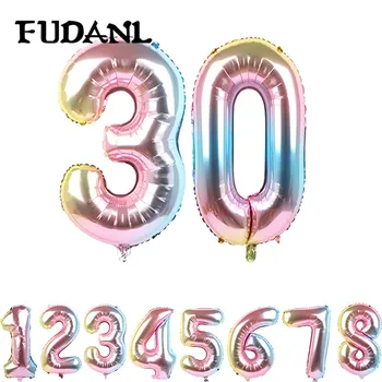 1buc Culoare Gradient 30inch Folie Număr de Baloane de Ziua Decor Petrecere Copil de Dus Sărbătoare Furnizează Aer Glob 0-9 Digital