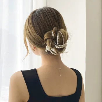 Noul pearl accesorii de par coreea moda impletiturile de par pearl coarda păr simplu bobina de păr lanț de temperament inel de păr frizură 