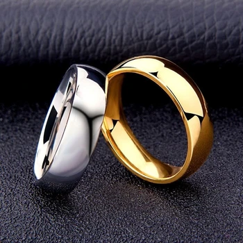 Inele din Oțel inoxidabil Pentru Barbati Femei 6mm Largă Suprafață Oglindă Geometrice Simple Mens Ring Inele de Aur pentru Femei Moda Bijuterii 