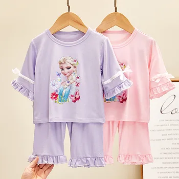 Vara Haine Pentru Copii Frozen Elsa Printesa Seturi De Pijama Destul De Fetițe Homewear Drăguț Teen Copii Costum Copil Pijamale