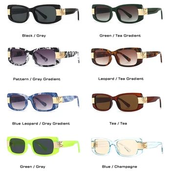 DECI&EI de Moda Mic Dreptunghi ochelari de Soare Femei Retro Brand Designer de Colorat Leopard Ochelari de Nuante UV400 Oamenii Verde Ochelari de Soare 