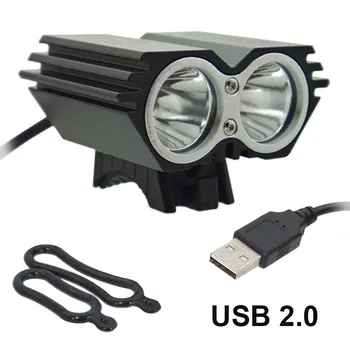 USB Biciclete Lumina Solarstorm Ciclism lampa 2 X T6 LED-uri de 5000 de Lumeni Lumina Bicicleta far + Oana inel (fără baterie) 