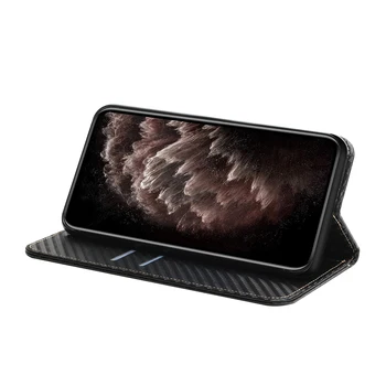 Fibra de Carbon Flip case Pentru Samsung Galaxy A12 A20 A30 A20E A20S A10S A10 A03S A02S A01 A7 A750 A72 Magnetic Flip Cover Portofel 