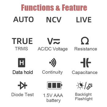 Noul Multimetru Digital True RMS Ultra Subțire AC DC NCV Voltmetru Auto Detecta Rezistenta Condensator Continuitate Tester Diode HABOTEST