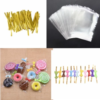 100buc Clar Opp Pungi de Plastic Bomboane Lollipop Sac de Ambalare Puncte Bowknot poftă de mâncare Legături Copil de Dus Ziua de naștere Petrecere de Nunta de Decorare 