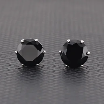 BAECYT 1 Pereche de Titan din Oțel Inoxidabil de Șase gheare AAA Negru Zircon Cercei Stud Diamant de Moda Bărbați și Femei Cercei en-Gros 
