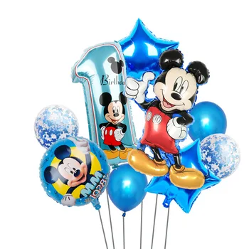 9 Buc Mickey Numărul Balon De Folie Petrecerea De Ziua Deco Set Duș Pentru Copii Confetti Balon Latex De Desene Animate Minnie Petrecere De Aer Globos Jucarii 
