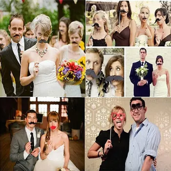 NOI 58Pcs/Set DIY Măști Cabina Foto de Nunta de Decorare Ziua de nastere Recuzită Mustață, Ochelari de Buze 
