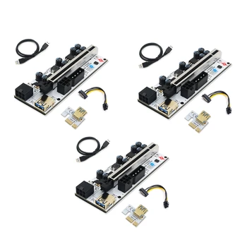 VER 010-X PCIE Riser 1X la 16X Grafic Extensie cu Flash LED-uri pentru Bitcoin Minerit GPU Alimentat Riser Card Adaptor 
