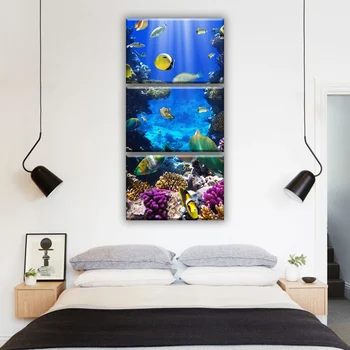 Vedere de aproape de minunata lume subacvatică pește alge natură, mare, ocean de apă Modular imagine decor acasă decorare camera de design interior
