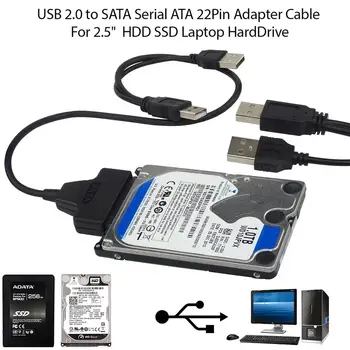 USB 2.0 La SATA + Alimentare prin USB Cablu de 2.5-inch Hard Disk Cutie de Conversie Șofer Linie de Sârmă 