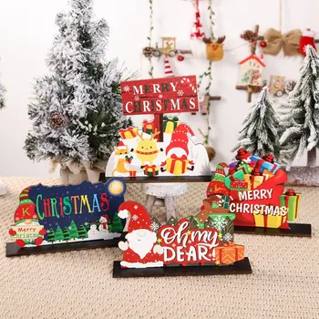 QIFU Crăciun Noel din Lemn, Ornamente de Crăciun, Crăciun Fericit Decor pentru Acasă 2021 Navidad Craciun Decor de Crăciun Cadouri de Anul Nou 2022 