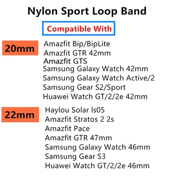 20mm/22mm banda Pentru Galaxy Watch active 2/3 45mm/46mm/42mm Samsung Gear S3 Frontieră Nailon Bratara Huawei watch GT 2 2e pro curea 