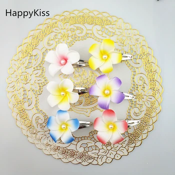 HappyKiss 12buc amestecat Spuma de culoare Hawaiian floare Plumeria Frangipani Floare par mireasa clip fete copii pearl 