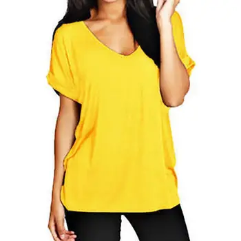 Casual Femei T-Shirt Fierbinte de Vara tricou V-neck All-meci Culoare Solidă Maneca Scurta Femei Libere tricouri Topuri 