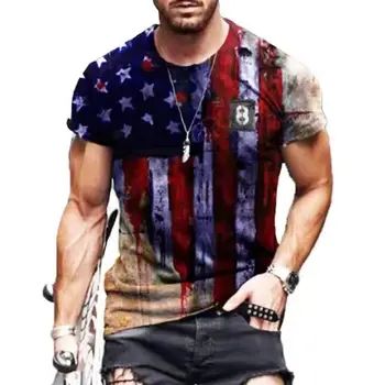 Vara Oamenii American De Îmbrăcăminte Musculare Camasa Barbati Casual T-shirt Gât Rotund Vrac Supradimensionat Tricou Streetwear Îmbrăcăminte Topuri 