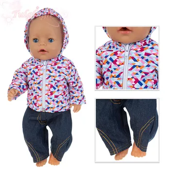 Set de moda Strat + tricou + Blugi Uzură Costum De 18Inch American Doll Fata&43Cm Copil Nou-Născut Haine Papusa Accesorii