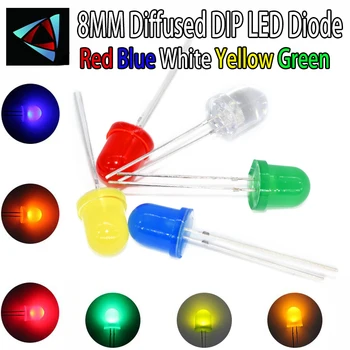 500Pcs 8MM Alb Roșu Verde Albastru Galben 20mA Difuză Light-Emitting Diode LED 3V Lampa Asortate Kit Set