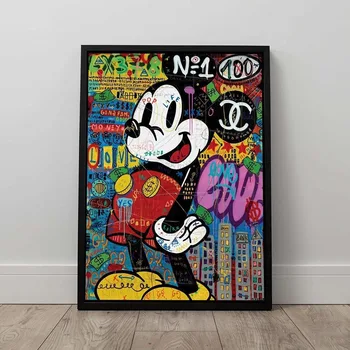 Arta Graffiti Disney Donald Duck Panza Pictura Desene animate Mickey Postere si Printuri Wall Street Art Poza pentru Decor Acasă Cuadros 