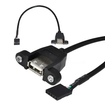 30cm, 50cm 100cm USB 2.0 UN panou de montare Conectori Femeie la Cap 5pin de sex Feminin Dupont Cablu 