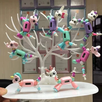 HIYONG Moda DIY Desene animate Jucărie de Cauciuc Bratara pentru copii cu Animale Magice, Bratari din Plastic Trendy Margele Pentru Copii Cadouri