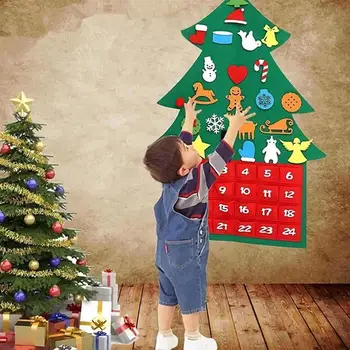 DIY Simțit Copac Moș Crăciun Cu 24 de Buzunar Decor Simțit Pom de Crăciun Countdown Calendar de Perete Apariția Cadou Pentru Copii Navidad 