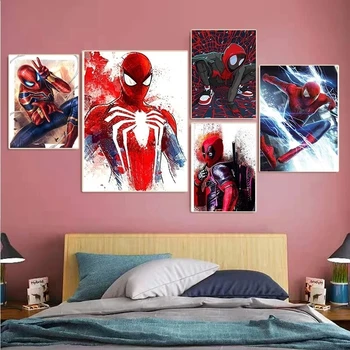 Panza Spider Man Pictura Marvel Hd Imprimare Decorațiuni Interioare Din Imagini Avengers Captain America Poster De Arta De Perete Pentru Camera De Zi 