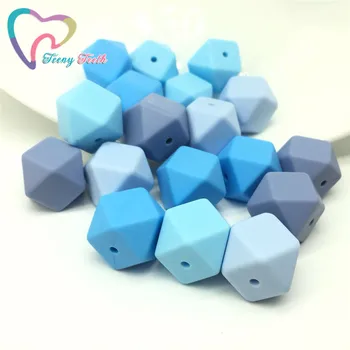 Teeny Dinti 10 BUC Albastru Băieți de Culoare Silicon Hexagon Margele Vrac 17 MM Grad de Alimente de Formare Copilul Dentitie Margele Pentru Nou-născut Cadouri