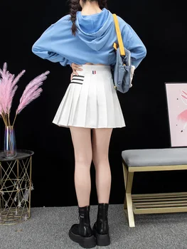 Gotic Fustă Pentru Femei Fustă Albă Plisată Fusta Kawaii Fusta Stil Coreean Patinator Fusta Vintage Harajuku Fusta Neagra Mini-Fusta 