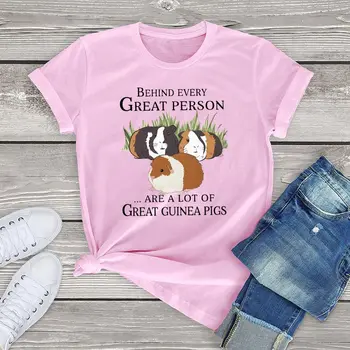 Amuzant Cobai T-Shirt Femei De Îmbrăcăminte, În Spatele Fiecărui Om Sunt O Mulțime De Porci De Guineea Grafic Unisex Tricou Supradimensionat Topuri