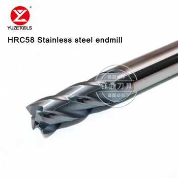 HRC58 din oțel inoxidabil de freze din carbură solidă tungsten din oțel 4F margine dublă cu Endmill pentru harded de frezat pentru materail
