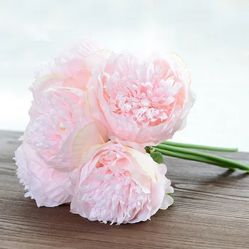 5pcs/lot Bujor Niște Flori Artificiale Decor de Nunta Cadou de Ziua Îndrăgostiților Buchet de Mireasa Pentru Decor Acasă de Mătase, Flori False 