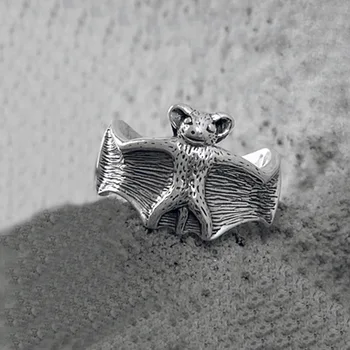 Retro argint 925 old street personalitate întuneric animal bat inel aripa forma de inel deschis bărbați și femei cadouri partid bague femme кольца 