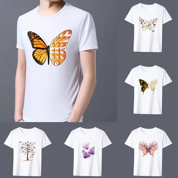 Men ' s T-shirt Clasic Fluture Model de Imprimare Serie de Moda Casual, Simplu Gât Rotund Navetiști Purta Confortabil Alb Barbati Top 