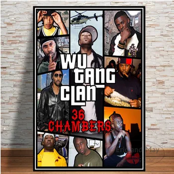 Wu-tang Clan Wu-tang 36 de Camere Rap Panza Pictura Postere Si Printuri Imaginile De Pe Perete Muzica Decor Decor Acasă Quadro 
