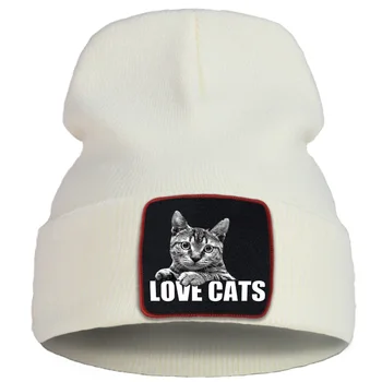 Iubesc Pisicile Drăguț Pisoi De Imprimare Om Pălărie De Iarnă Hip-Hop, Street Fashion Caldă Femei Pălării De Toamnă În Aer Liber Solid De Culoare Capace Pentru Baieti 