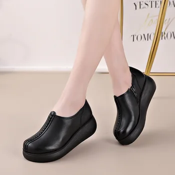 2021 primăvară original nou panta toc din piele femei pantofi cu talpă groasă tocuri inalte coreean brioșă singur pantofi femei pantofi 