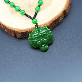 Naturale Jad Verde Cap de Tigru Colier Pandantiv Chinez Sculptat Farmec Jadeit Bijuterii de Moda Amuleta pentru Barbati Femei Norocos Cadouri 