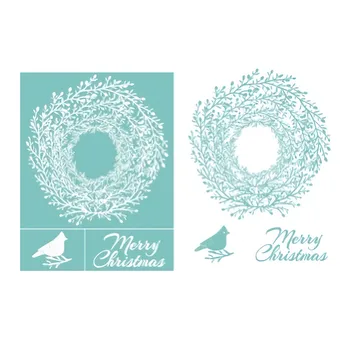 DIY Crăciun Fericit Ecran de Mătase Imprimare Stencil Auto-Adezive, Plasă de Transferuri pentru Perna T-Shirt de Sticlă Lemn Tote pungi de Tesatura 
