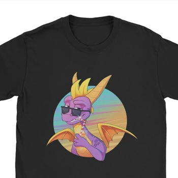 Amuzant Summer Vibes Tricouri pentru Bărbați Gât Rotund Tricou Spyro Dragon Dragon Purpuriu Joc Tee Shirt Cămașă de Crăciun