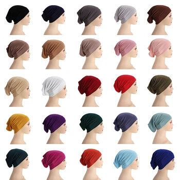 1LOT/10PCWomen Jersey Musulman Capac Interior Stretch Hijab Underscarf Culoare Solidă Islamic Turban articole pentru acoperirea capului Văl de Păr bottom capac 
