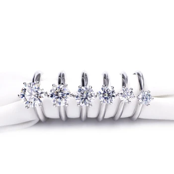 Tianyu Pietre Moissanite Solitaire Inel Argint Bijuterii Clasice Rotunde Petrecere de Nunta de Diamant Inel de Trupa 0.5/0.6/1/1.5/2/3ct pentru Femei 
