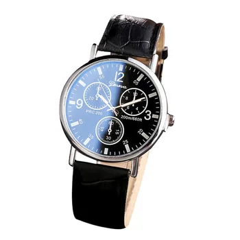Fierbinte Cadou de Moda pentru Bărbați Cuarț Ceas de Lumină Albastră de Sticlă Curea de Piele Afaceri Fabrică de ceasuri en-Gros 