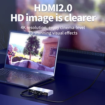 Unnlink 4K 60Hz HDMI Splitter 1x2 cu Audio de 3,5 mm ARC Functie pentru xiaomi mi box PS4/3 TV Box Calculator Laptop la Monitor TV 