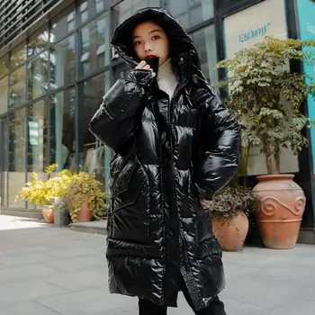 Stil Coreean Lung În Jos Jachete Pentru Fete Cald Alb Rață Jos Gluga Jos Haine De Iarnă, Vânt Îmbrăcăminte De Îmbrăcăminte 7-14 Ani 