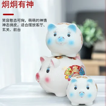 Drăguț De Porc Piggy Bank Ornament Secret De Economisire Ascunse În Condiții De Siguranță Ceramice De A Bate Monedă Cutie De Bani De Hârtie Tirelire Enfant Acasă Decorare 50 