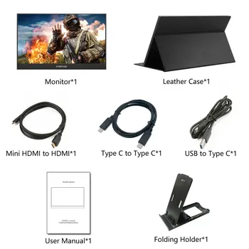 DELFINUL subțire portabil lcd monitor hd de 17.3 usb de tip c hdmi pentru laptop,telefon,xbox,comutator și ps4 portabil lcd monitor de gaming 