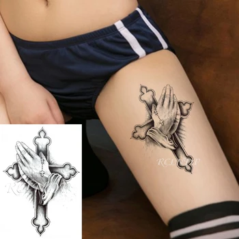 Impermeabil Tatuaj Temporar Autocolant Cruce Colier Mâinile se Roagă Fals Tatuaj Flash Tatuaj Braț Picior de Arta Corp pentru Femei, Bărbați