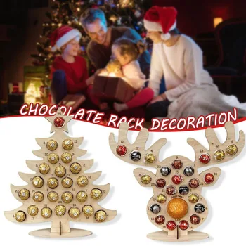 Lemn Bomboane de Ciocolata Stea de Crăciun de Zahăr Calendar Advent, Crăciun Copac/Elk Ciocolată în Formă de Rack de Afișare Sezon Decor ALI88